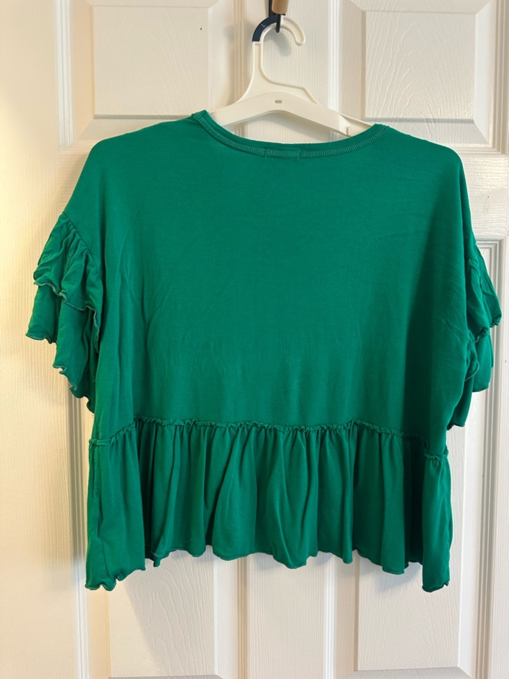 Originality Green Ruffle Short-Sleeve Peplum Top - Picture 4 of 4